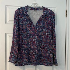 Talbots Blue and Red Paisley Top